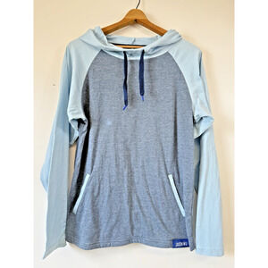 Jason Wu for Eva Air Blue Colorblock Hoodie Long Sleeve Lightweight Raglan Sz M